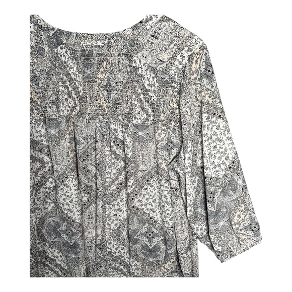 Rose + Olive Top Womens‎ 1X Blouse 3/4 Sleeve Peasant Boho Paisley Career - Picture 7 of 10